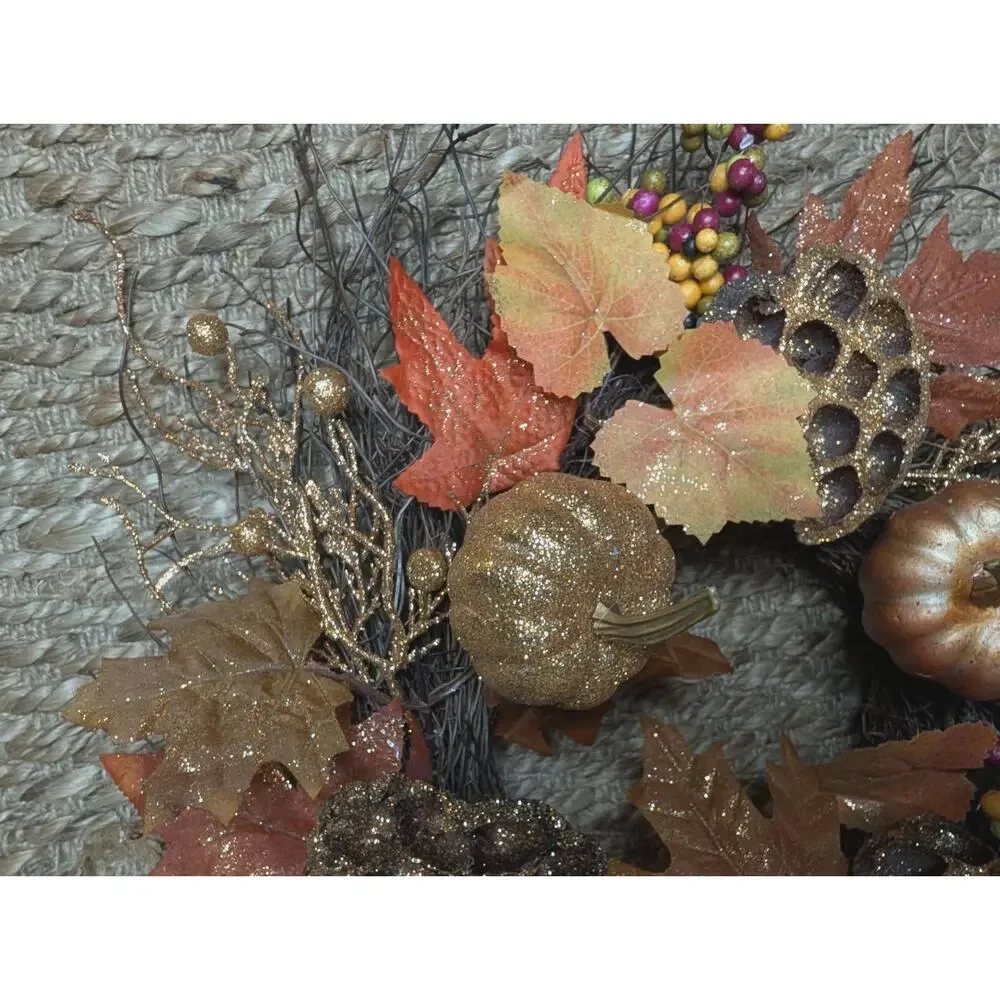 Autumn Fall WreathThanksgiving Halloween Front Door Decor Harvest Pumpkin 23